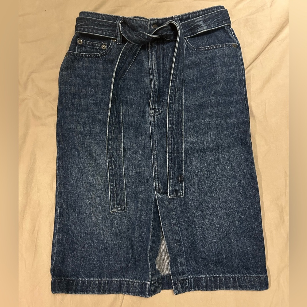 GAP - High Waisted Indigo Jean Denim Pencil Skirt w/ Tie - 25P/0